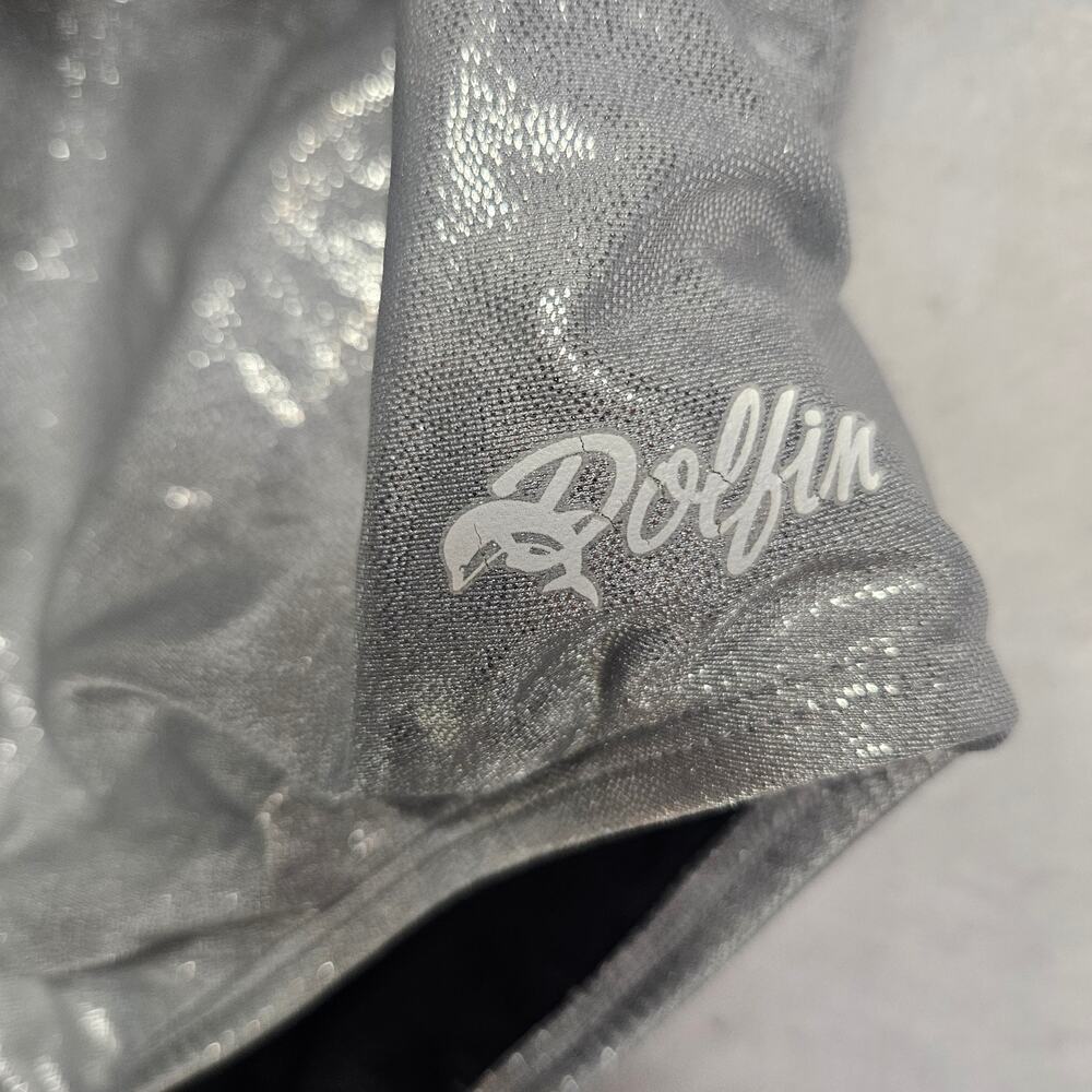 Dolfin Metallic Silver Foil One Piece Swimsuit Womens Size 32 Made in USA Shiny - Picture 2 of 7